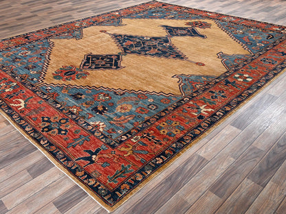 Yellow 9'2" x 11'7" Tribal & Geometric Hand knotted Wool Rug - Sku: O02346