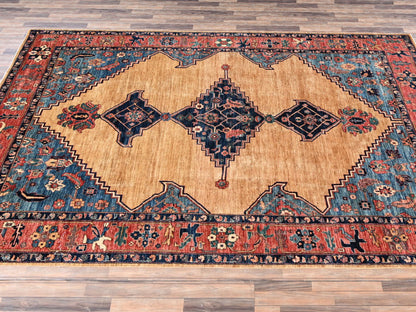 Yellow 9'2" x 11'7" Tribal & Geometric Hand knotted Wool Rug - Sku: O02346
