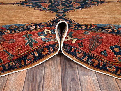 Yellow 9'2" x 11'7" Tribal & Geometric Hand knotted Wool Rug - Sku: O02346