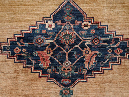 Yellow 9'2" x 11'7" Tribal & Geometric Hand knotted Wool Rug - Sku: O02346