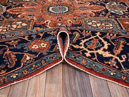 Heriz Heriz hand-knotted wool rug in Orange & Midnight Blue, 7'11" x 9'10" — SKU O02348 (view 6)