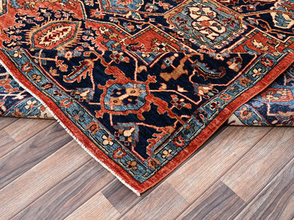 Heriz Heriz hand-knotted wool rug in Orange & Midnight Blue, 7'11" x 9'10" — SKU O02348 (view 7)