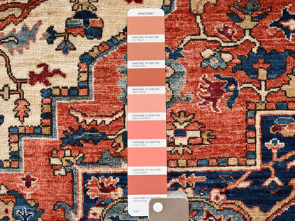 Heriz Heriz hand-knotted wool rug in Orange & Midnight Blue, 7'11" x 9'10" — SKU O02348 (view 8)