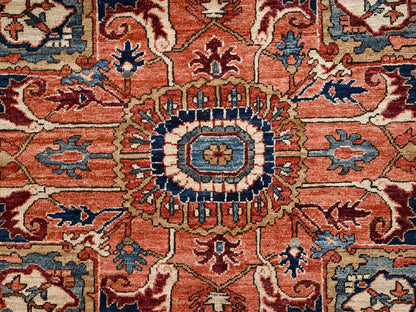 Heriz Heriz hand-knotted wool rug in Orange & Midnight Blue, 7'11" x 9'10" — SKU O02348 (view 9)
