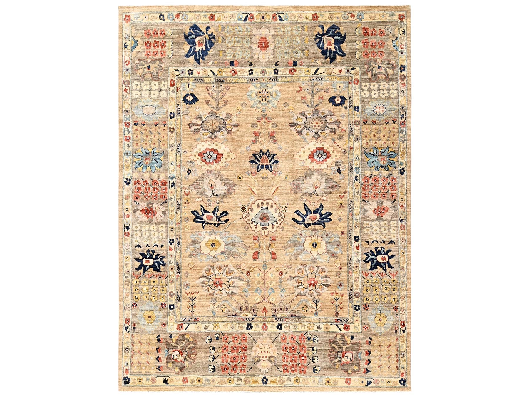Brown 9'2" x 11'11" Tribal & Geometric Hand knotted Wool Rug - Sku: O02349