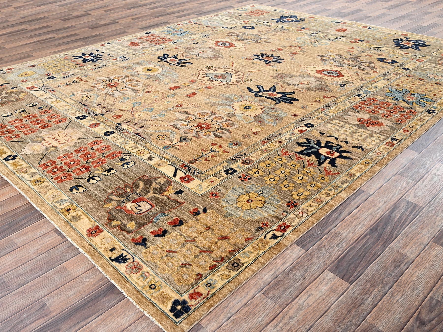 Heriz Tribal & Geometric hand-knotted wool rug in Brown, 9'2" x 11'11" — SKU O02349 (view 3)