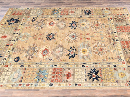 Brown 9'2" x 11'11" Tribal & Geometric Hand knotted Wool Rug - Sku: O02349