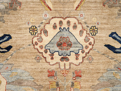 Brown 9'2" x 11'11" Tribal & Geometric Hand knotted Wool Rug - Sku: O02349