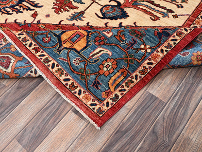 Ivory 9'0" x 11'11" Heriz Hand knotted Wool Rug - Sku: O02350