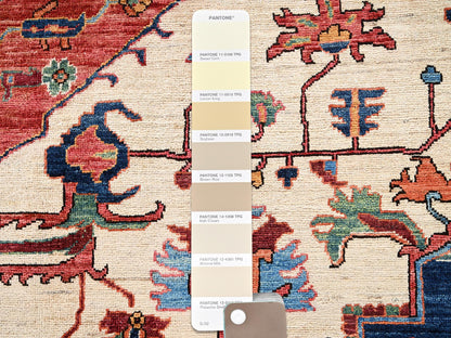 Ivory 9'0" x 11'11" Heriz Hand knotted Wool Rug - Sku: O02350