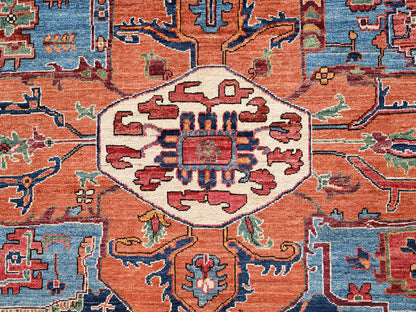 Ivory 9'0" x 11'11" Heriz Hand knotted Wool Rug - Sku: O02350