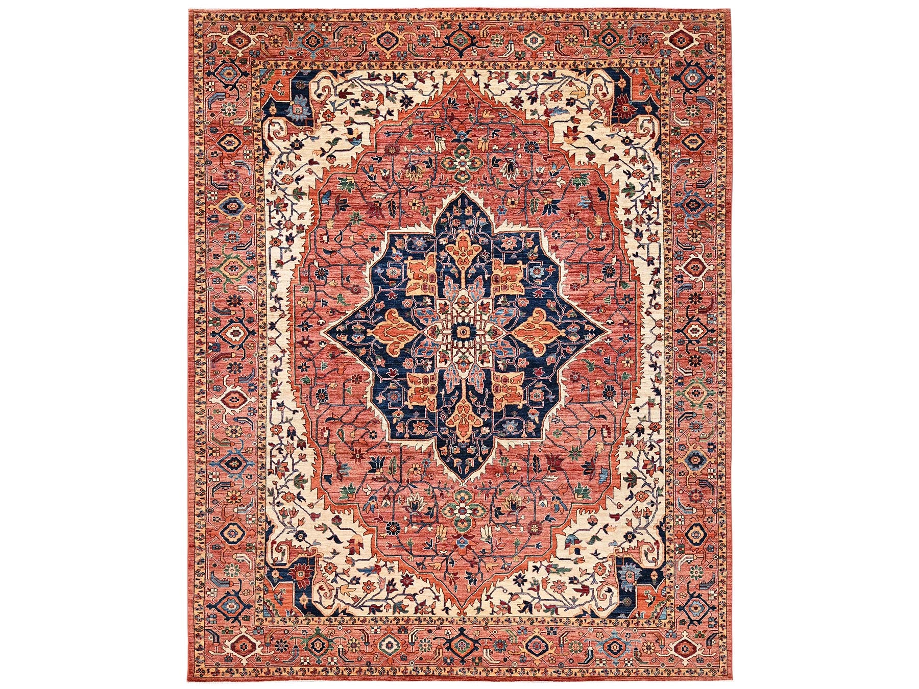Red 10'1" x 14'2" Heriz Hand knotted Wool Rug - Sku: O02351