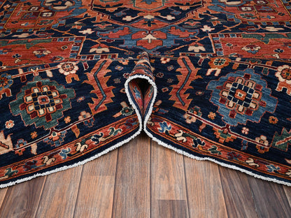 Heriz Heriz hand-knotted wool rug in Red & Midnight Blue, 10'4" x 13'9" — SKU O02353 (view 6)