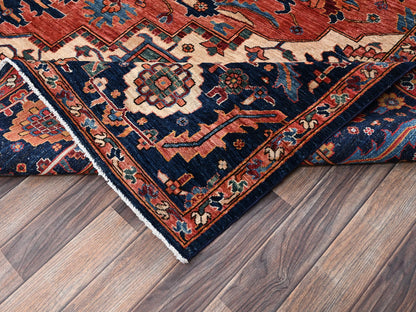 Heriz Heriz hand-knotted wool rug in Red & Midnight Blue, 10'4" x 13'9" — SKU O02353 (view 7)