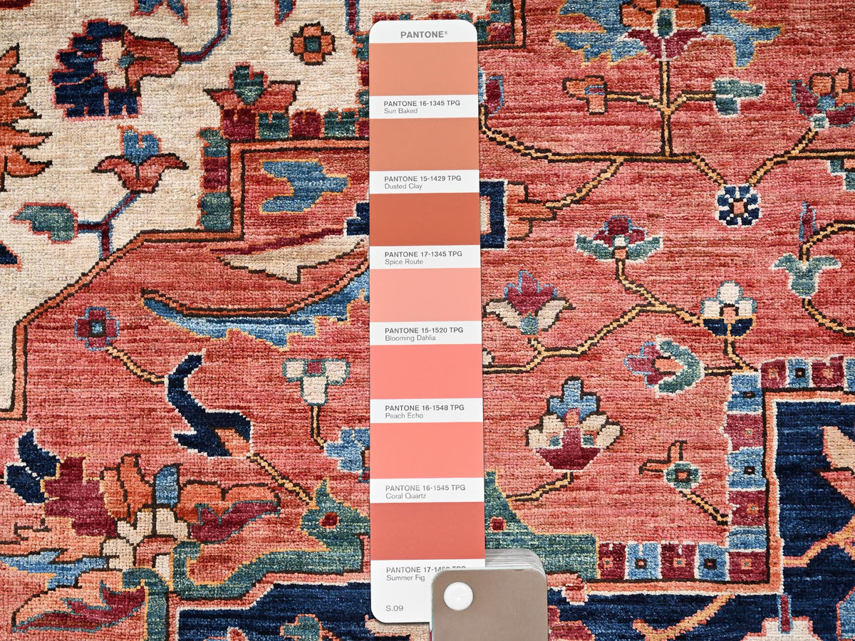 Heriz Heriz hand-knotted wool rug in Red & Midnight Blue, 10'4" x 13'9" — SKU O02353 (view 8)