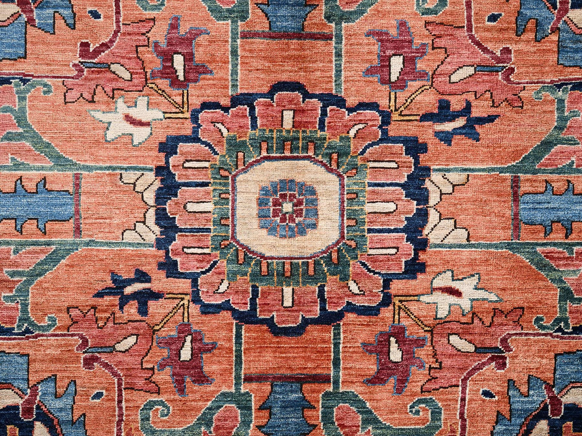 Heriz Heriz hand-knotted wool rug in Red & Midnight Blue, 10'4" x 13'9" — SKU O02353 (view 9)
