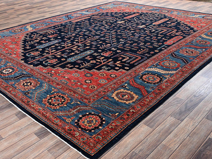 Blue 10'1" x 13'4" Tribal & Geometric Hand knotted Wool Rug - Sku: O02356