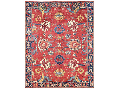 Heriz Tribal & Geometric hand-knotted wool rug in Red & Blue, 8'4" x 10'4" — SKU O02357
