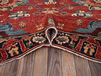 Heriz Tribal & Geometric hand-knotted wool rug in Red & Blue, 8'4" x 10'4" — SKU O02357 (view 6)
