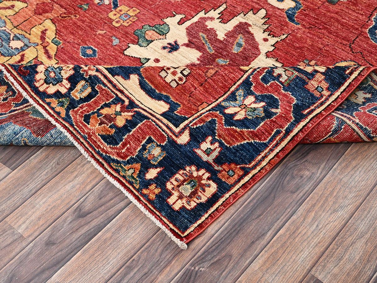 Heriz Tribal & Geometric hand-knotted wool rug in Red & Blue, 8'4" x 10'4" — SKU O02357 (view 7)