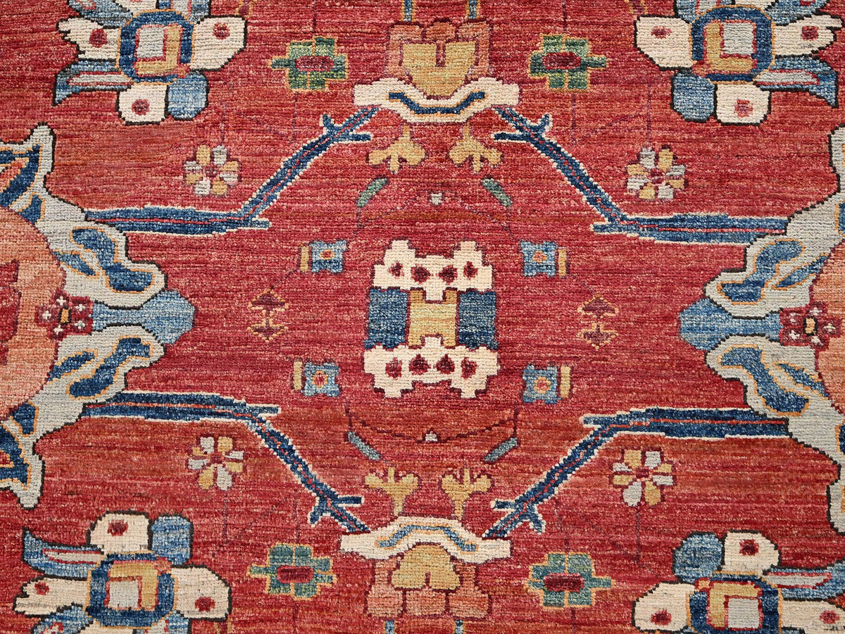 Heriz Tribal & Geometric hand-knotted wool rug in Red & Blue, 8'4" x 10'4" — SKU O02357 (view 9)