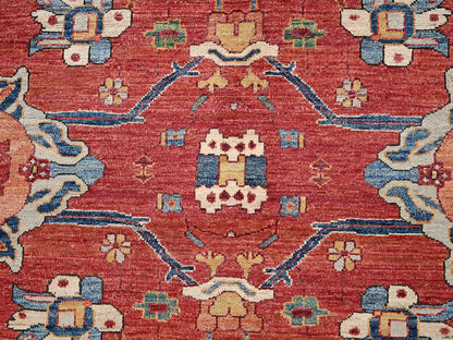 Heriz Tribal & Geometric hand-knotted wool rug in Red & Blue, 8'4" x 10'4" — SKU O02357 (view 9)