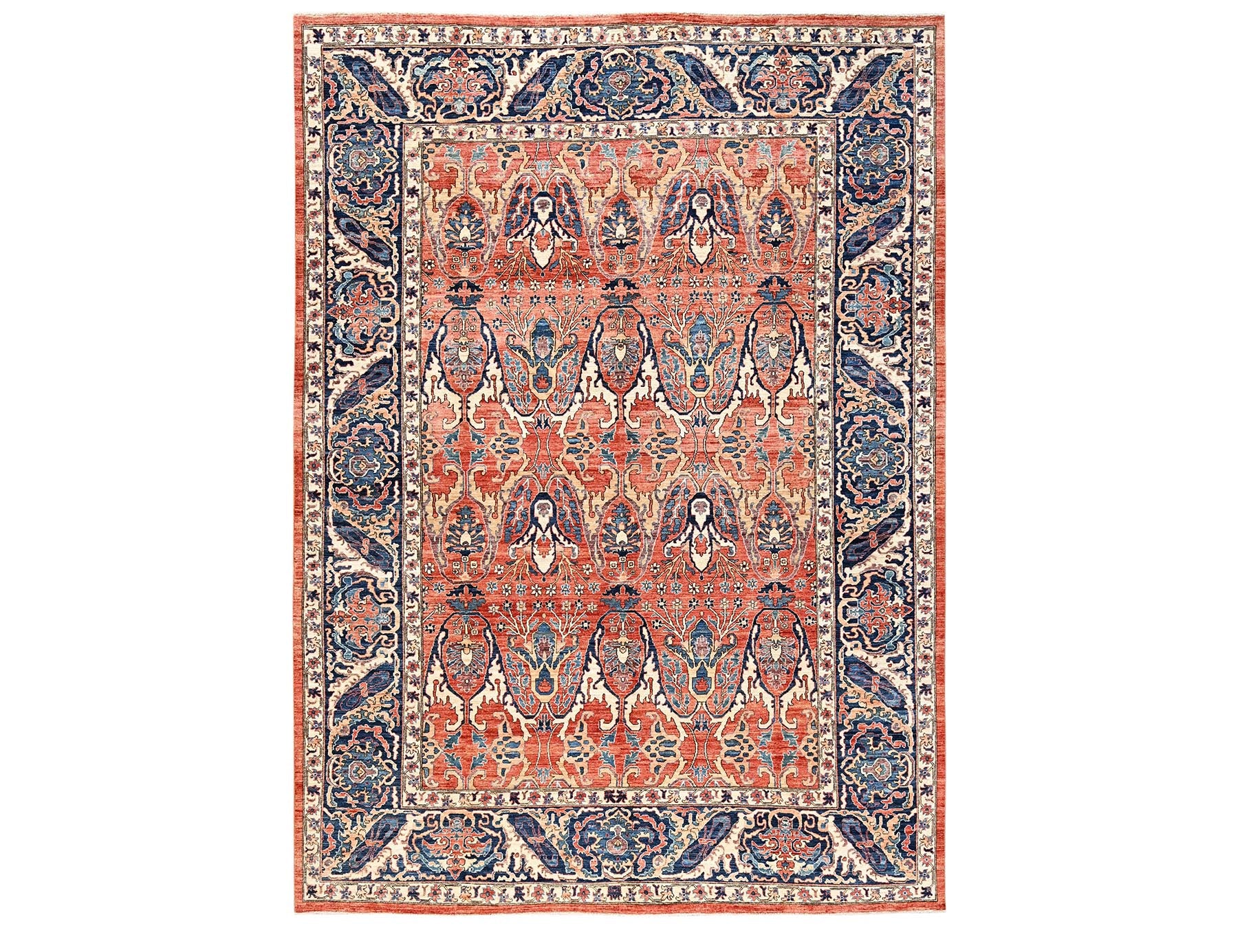 Orange 9'11" x 13'11" Tribal & Geometric Hand knotted Wool Rug - Sku: O02358