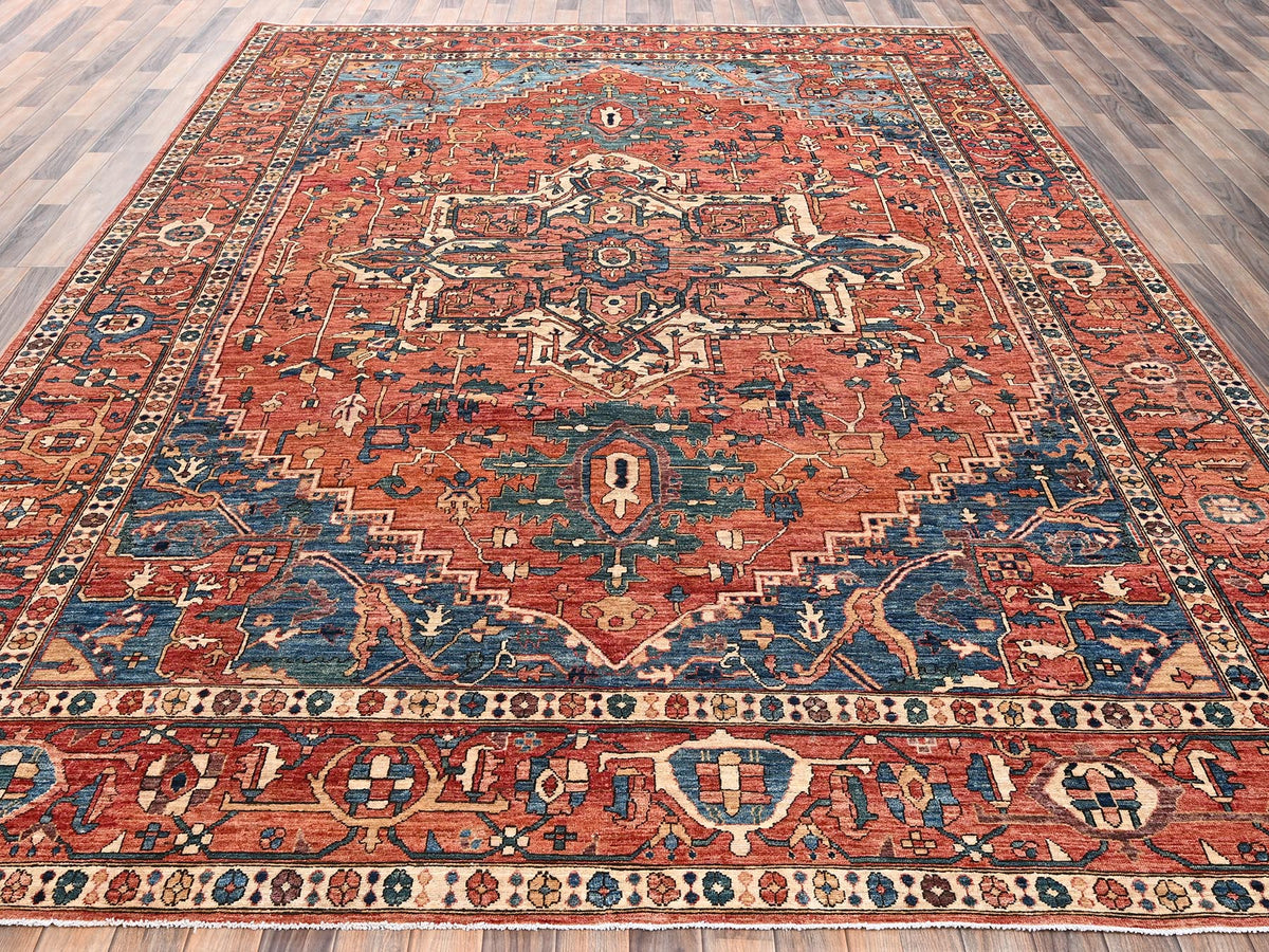 Heriz Heriz hand-knotted wool rug in Orange, 9'4" x 13'1" — SKU O02360 (view 2)