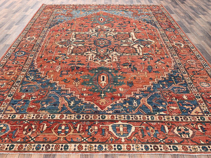 Heriz Heriz hand-knotted wool rug in Orange, 9'4" x 13'1" — SKU O02360 (view 2)