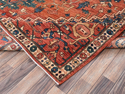 Heriz Heriz hand-knotted wool rug in Orange, 9'4" x 13'1" — SKU O02360 (view 7)