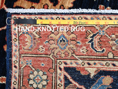 Blue 3'1" x 19'5" Tribal & Geometric Hand knotted Wool Rug - Sku: O02361