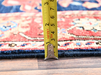 Blue 3'1" x 19'1" Tribal & Geometric Hand knotted Wool Rug - Sku: O02362
