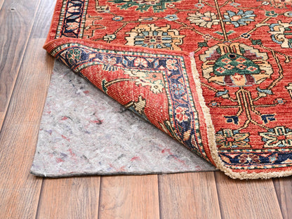 Tribal & Geometric hand-knotted wool runner in Red & Midnight Blue, 2'10" x 17'7" — SKU O02363 (view 3)