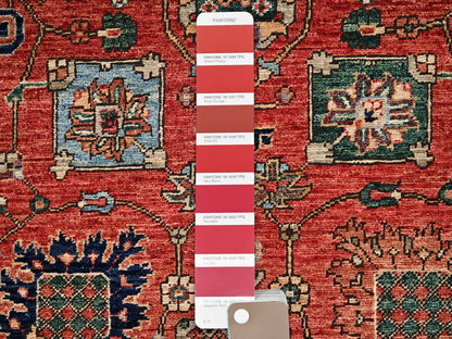 Tribal & Geometric hand-knotted wool runner in Red & Midnight Blue, 2'10" x 17'7" — SKU O02363 (view 4)