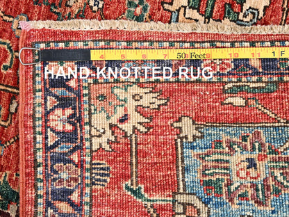Tribal & Geometric hand-knotted wool runner in Red & Midnight Blue, 2'10" x 17'7" — SKU O02363 (view 7)