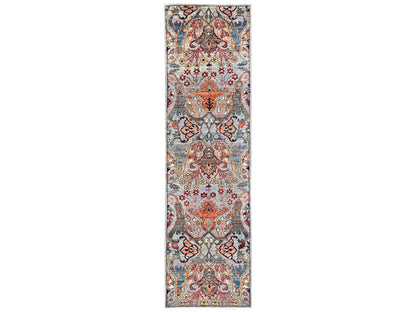 Tribal & Geometric hand-knotted wool runner in Gray, 2'8" x 9'9" — SKU O02364