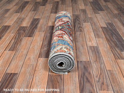 Tribal & Geometric hand-knotted wool runner in Gray, 2'8" x 9'9" — SKU O02364 (view 5)