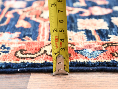 Blue 3'0" x 5'0" Tribal & Geometric Hand knotted Wool Rug - Sku: O02368