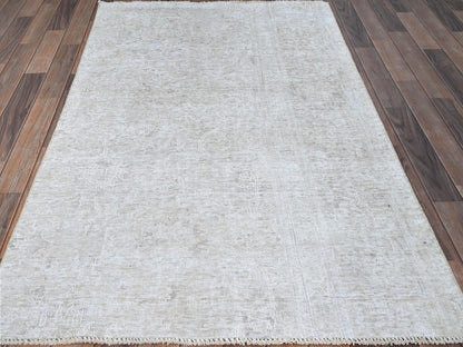 Ivory 3'9" x 6'1" Vintage Hand knotted Wool Rug - Sku: O0236
