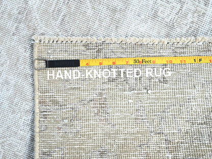 Ivory 3'9" x 6'1" Vintage Hand knotted Wool Rug - Sku: O0236