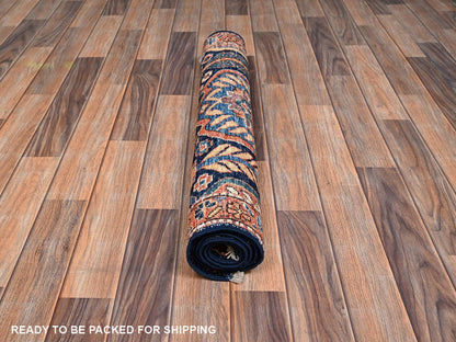 Blue 2'11" x 5'2" Tribal & Geometric Hand knotted Wool Rug - Sku: O02370