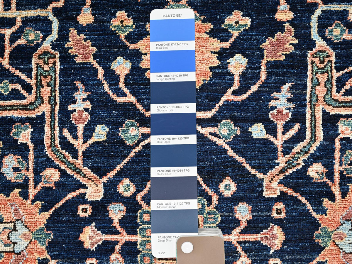Heriz Tribal & Geometric hand-knotted wool rug in Blue & Rust, 3'2" x 5' — SKU O02371 (view 4)