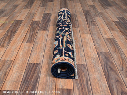 Blue 3'2" x 5'0" Tribal & Geometric Hand knotted Wool Rug - Sku: O02371