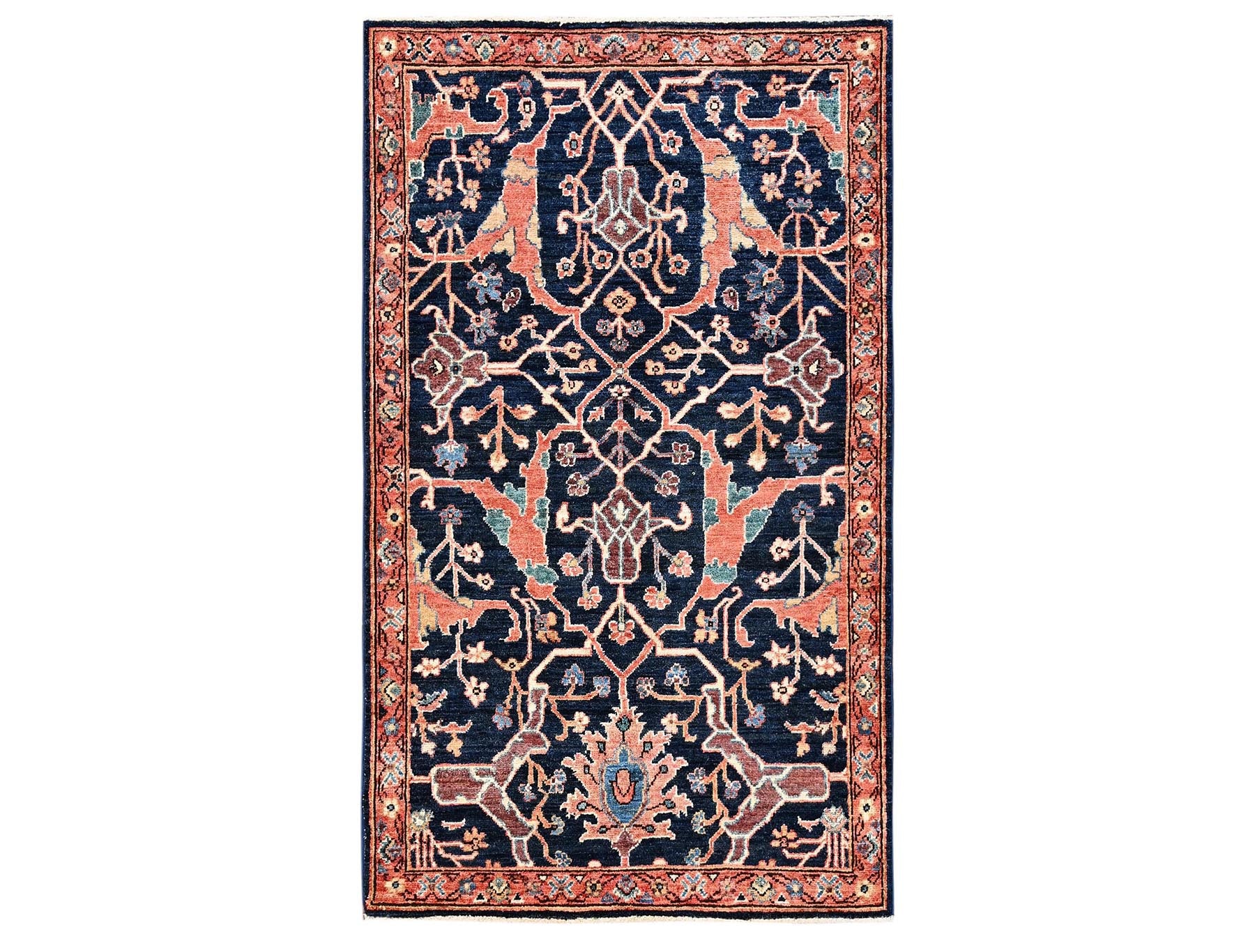 Blue 2'11" x 5'0" Tribal & Geometric Hand knotted Wool Rug - Sku: O02372