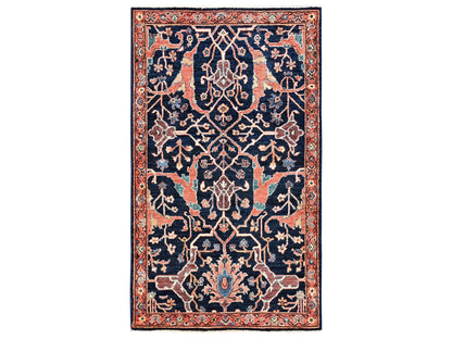 Blue 2'11" x 5'0" Tribal & Geometric Hand knotted Wool Rug - Sku: O02372