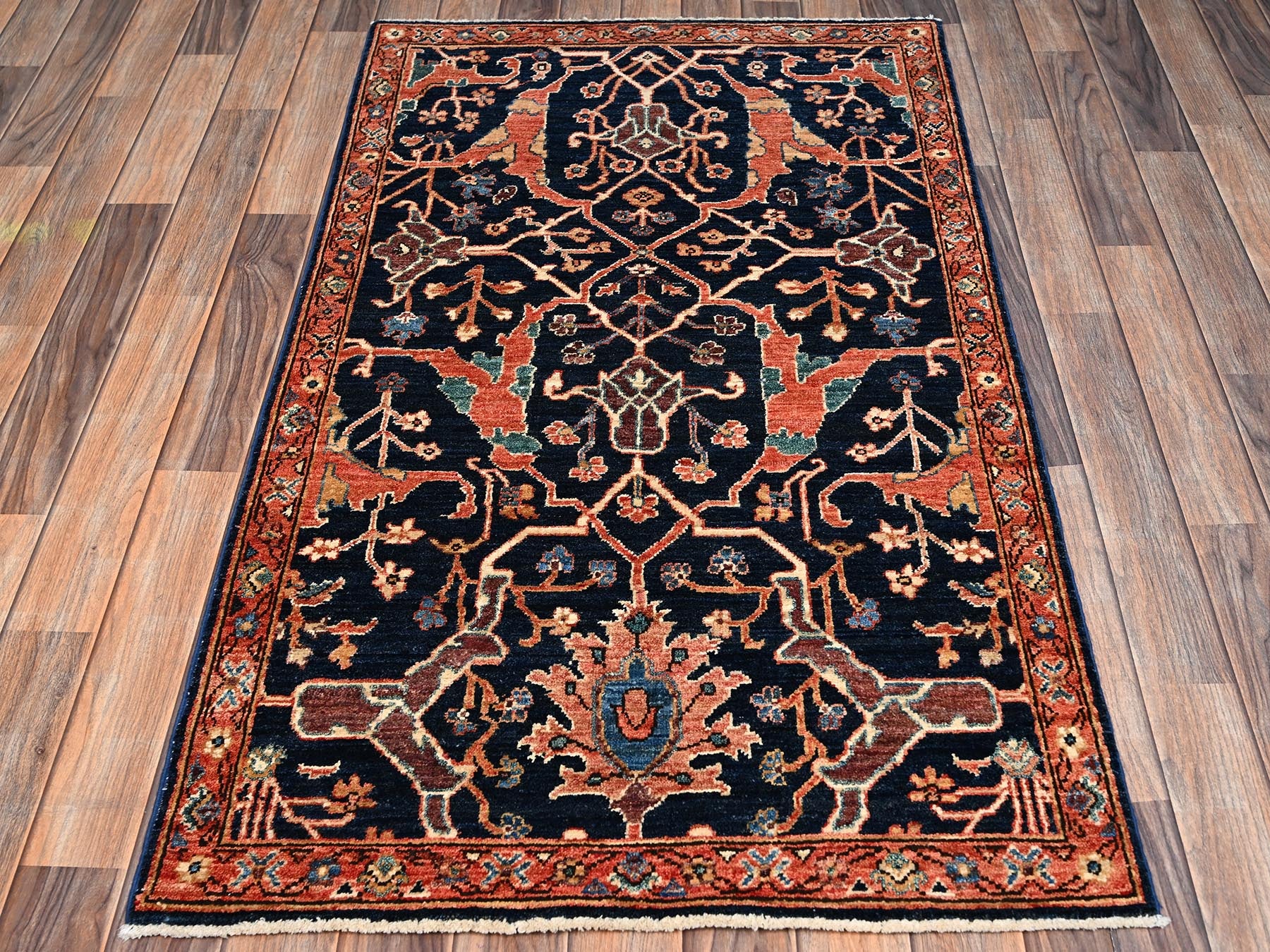 Blue 2'11" x 5'0" Tribal & Geometric Hand knotted Wool Rug - Sku: O02372