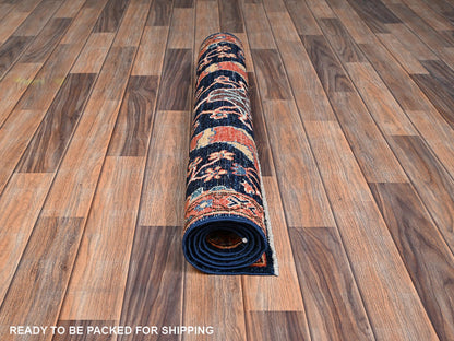 Blue 2'11" x 5'0" Tribal & Geometric Hand knotted Wool Rug - Sku: O02372