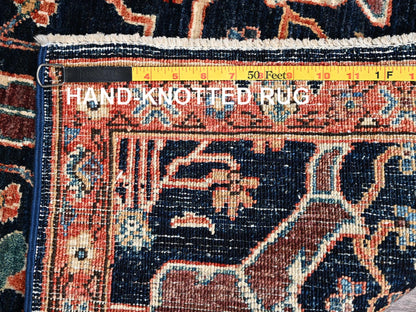 Blue 2'11" x 5'0" Tribal & Geometric Hand knotted Wool Rug - Sku: O02372