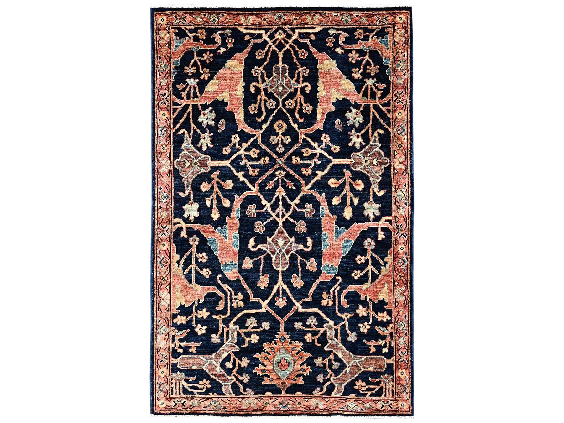 Blue 3'3" x 5'0" Tribal & Geometric Hand knotted Wool Rug - Sku: O02374