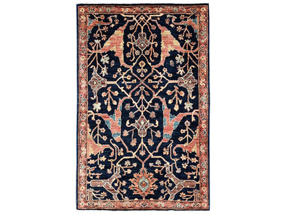 Blue 3'3" x 5'0" Tribal & Geometric Hand knotted Wool Rug - Sku: O02374